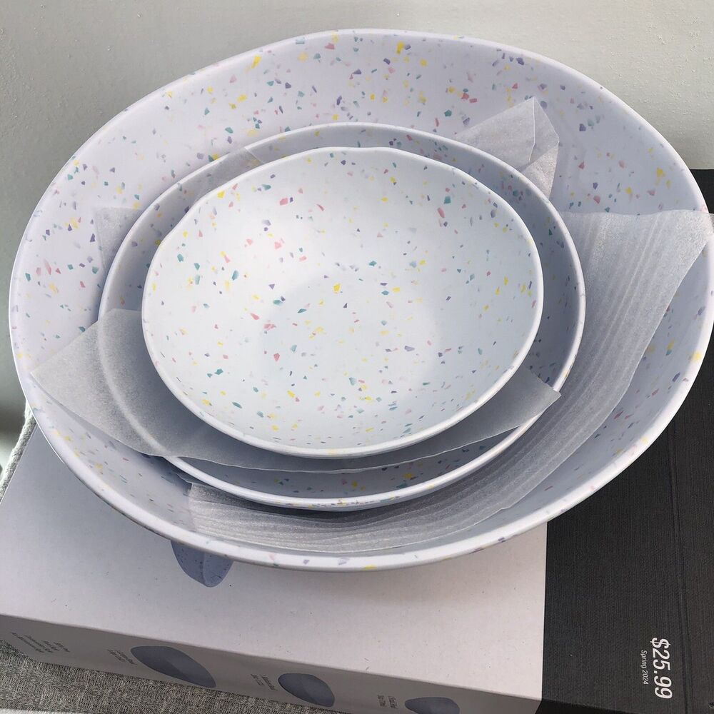3 Pack Market Square Stoneware Dinnerware Set Bowls Dinner /Salad Plates - Picture 2 of 10